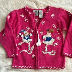 Girls winter sweater  Size 5. Adorable and soft zip up sweater